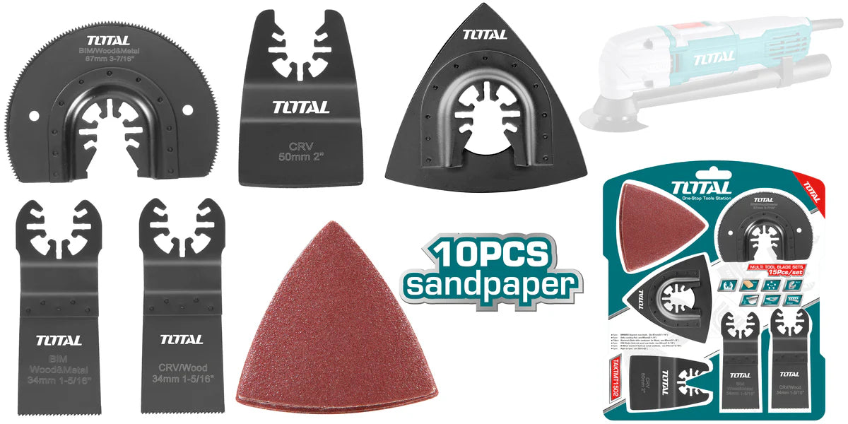 TOTAL TAKTMT1502 15-Piece Multi-Tool Blade & Sanding Set Total